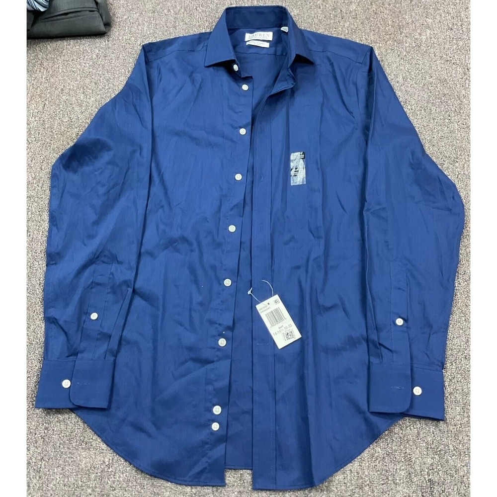 NWT!! Men's Lauren Ralph Lauren Slim Fit Flex Dress Shirt Navy‎ - Size Small